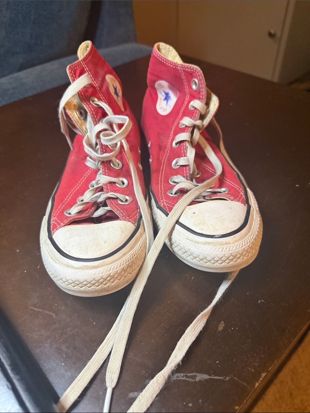 Converse Kids Red High-Top Canvas Sneakers with White Soles